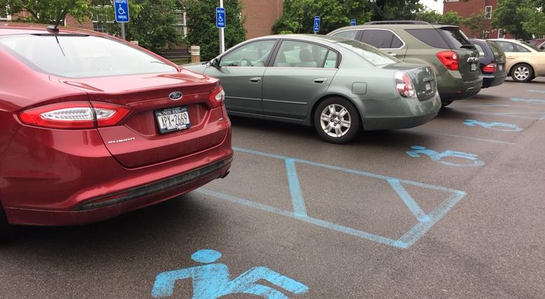 Handicapped Parking Spots at Orchard Park Town Hall. June 13, 2018 (WBEN Photo/Mike Baggerman)